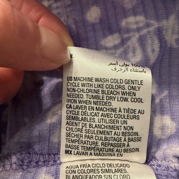 Charter Club Sleepwear fleece shirt in purple with leaf & flower pattern Size 1X - Picture 8 of 8